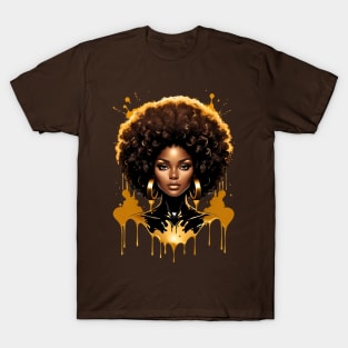 Black Woman retro vintage 80s disco hiphop design T-Shirt